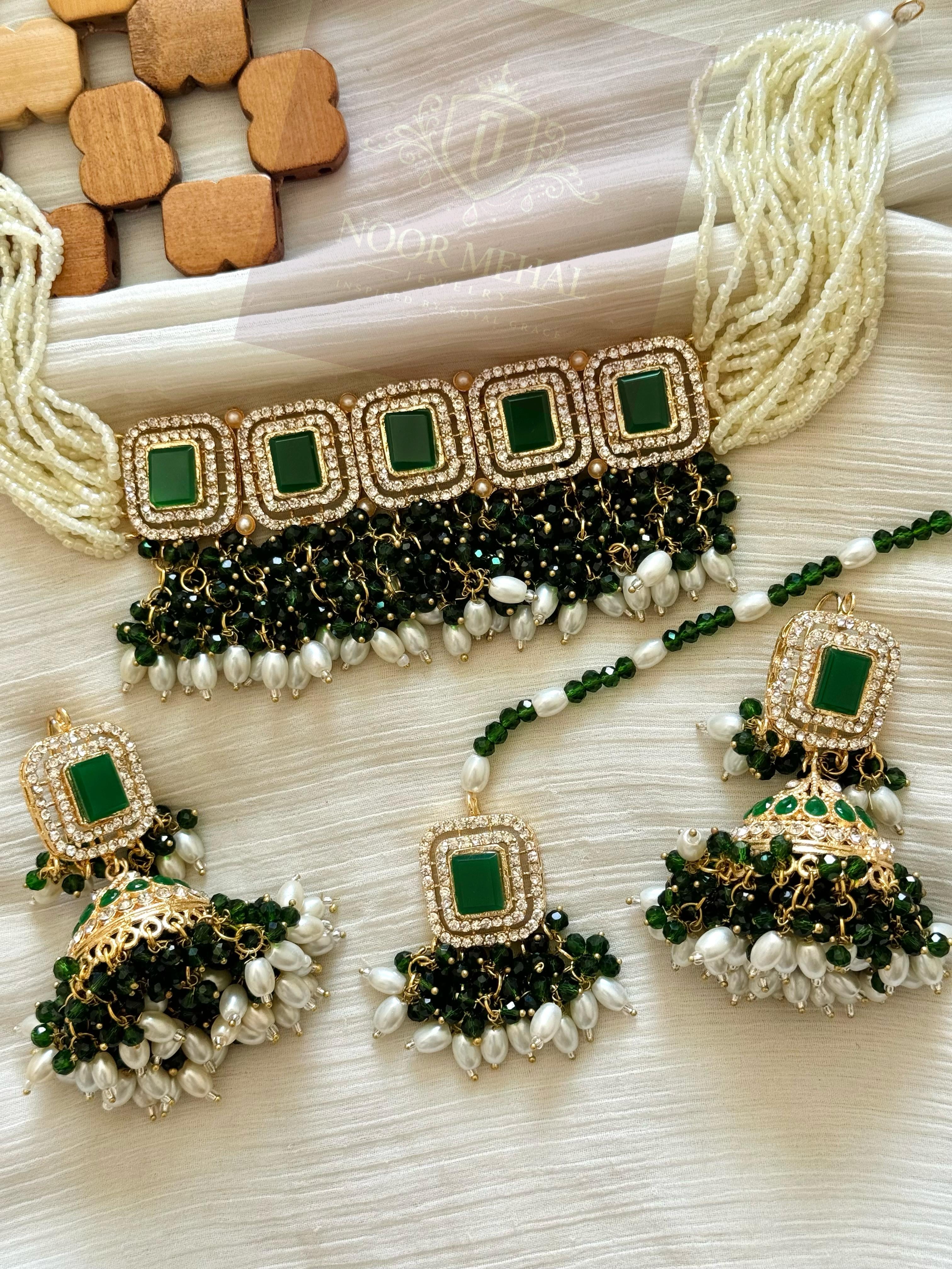 Regal Square Choker Set – Party Wear Collection (Multi-Color Variants)