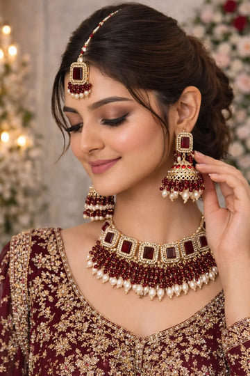 Regal Square Choker Set – Party Wear Collection (Multi-Color Variants)