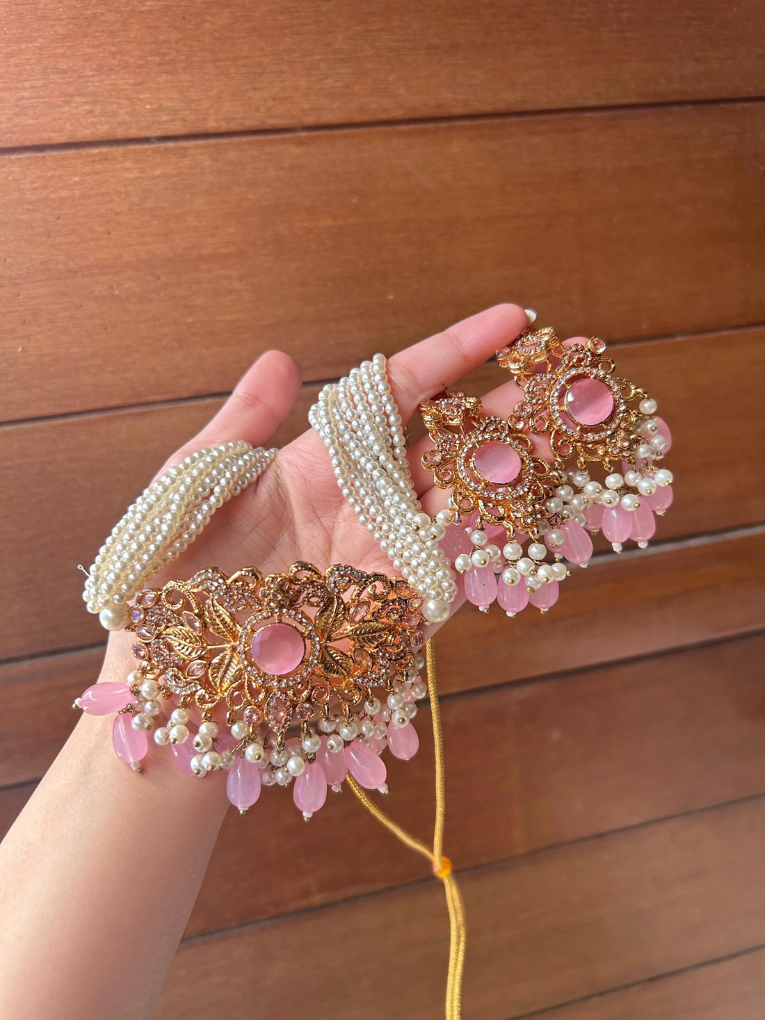 Floral Pearl Drop Necklace Set – Premium Zircon Bridal Jewelry (Multi-Color Variants)