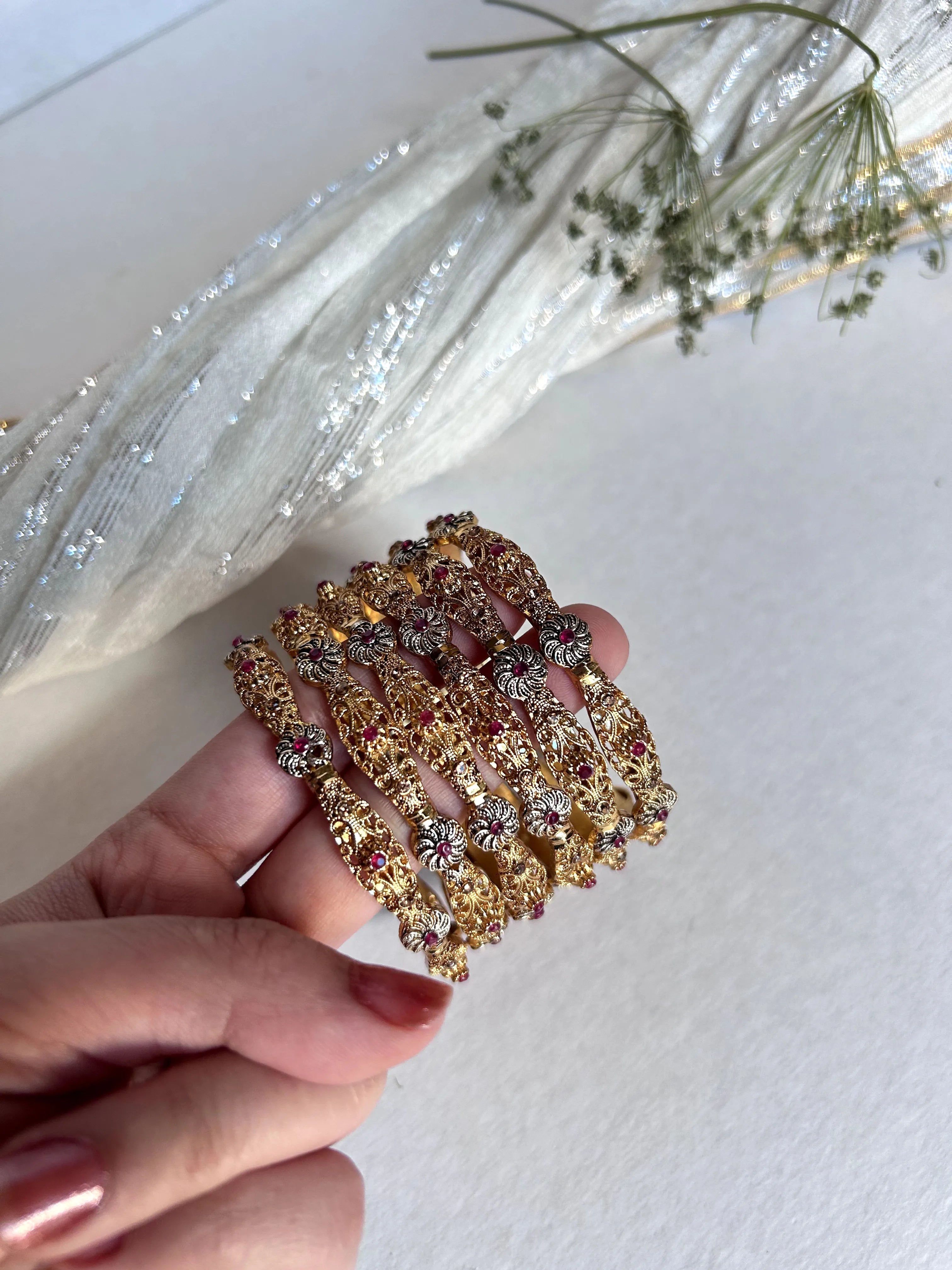 Shehnai Ruby Heritage Bangles