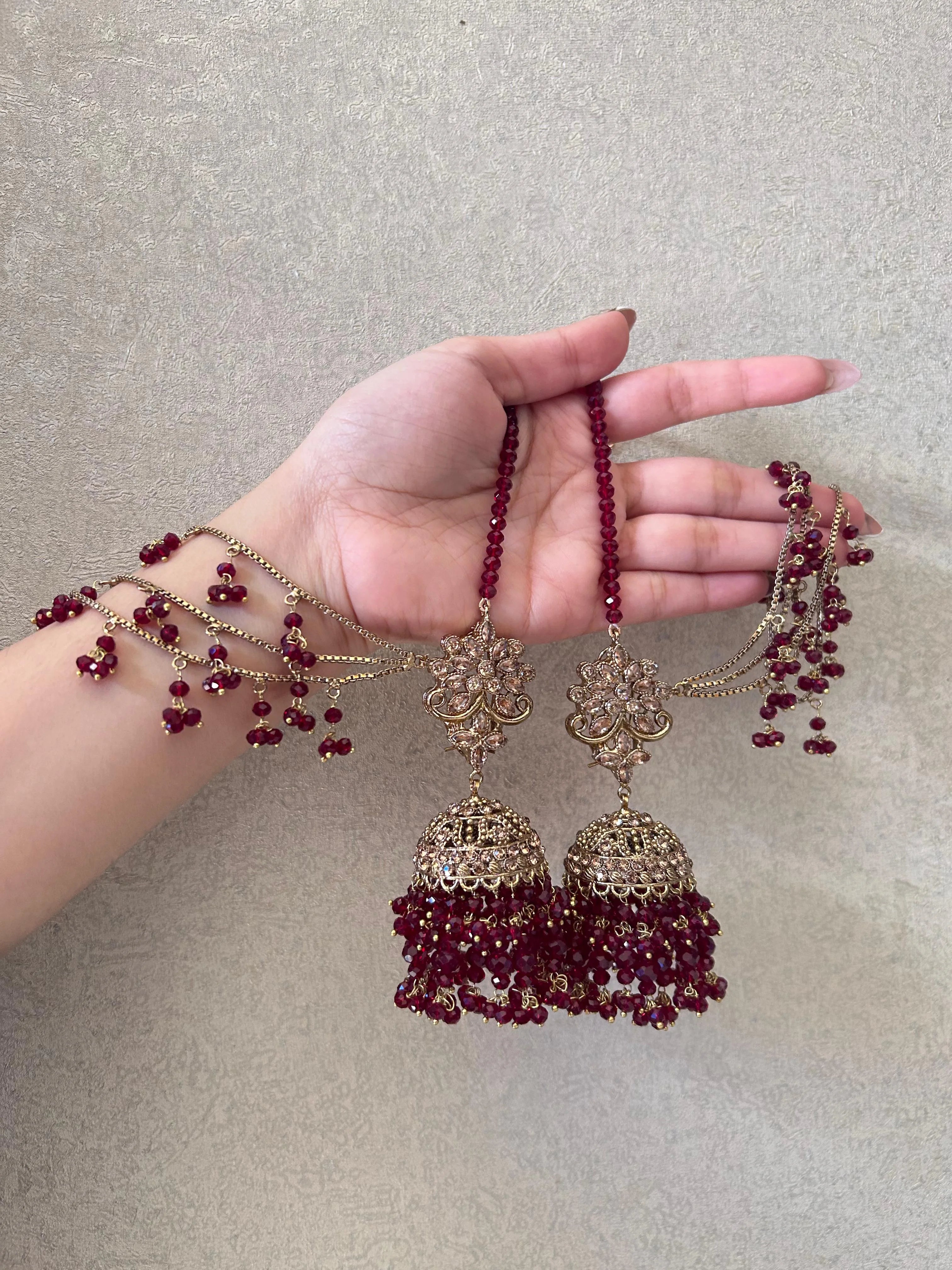 Ruby Royale Jhumka Set with Sahara – Traditional Bridal Elegance