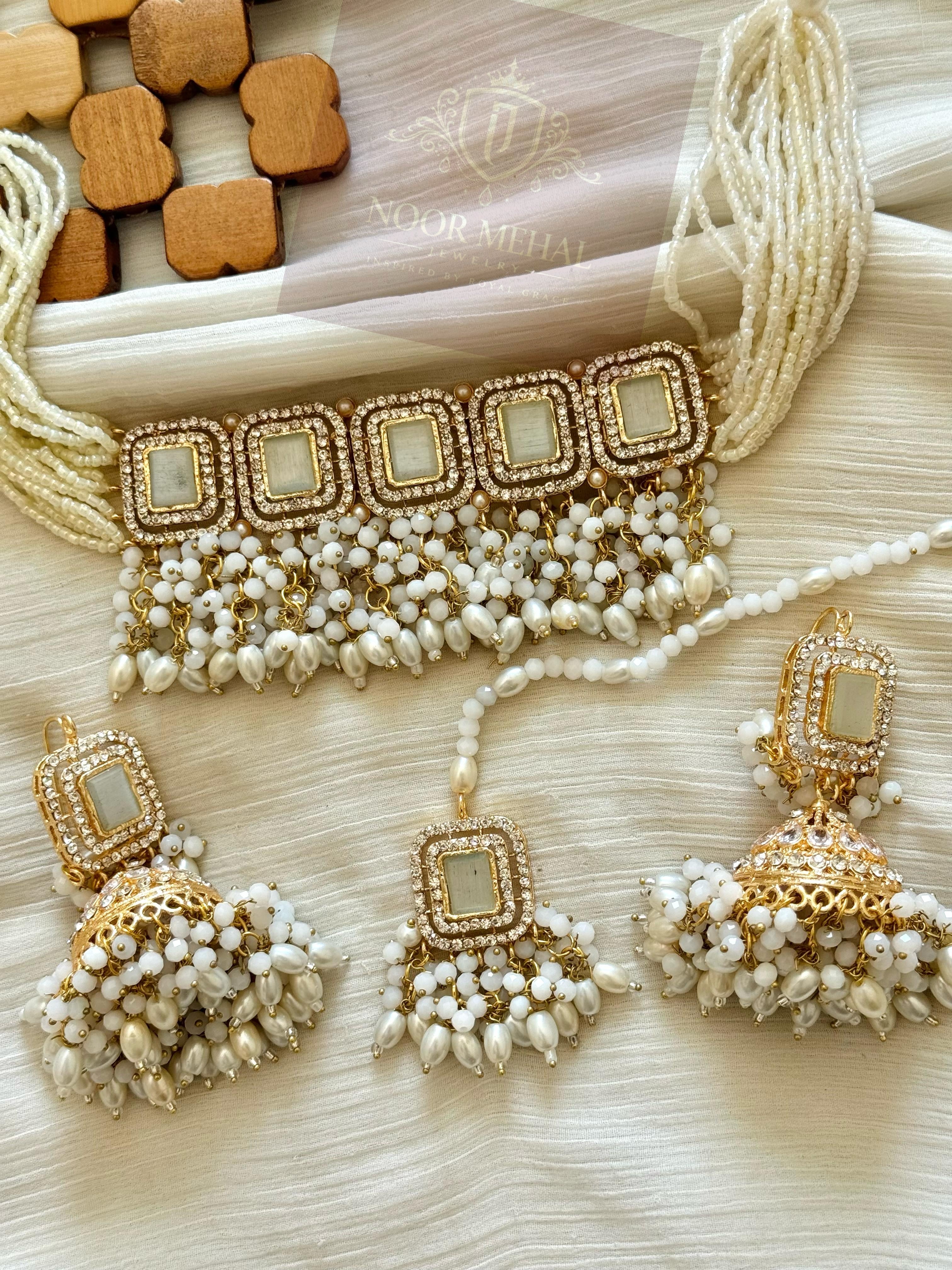Regal Square Choker Set – Party Wear Collection (Multi-Color Variants)