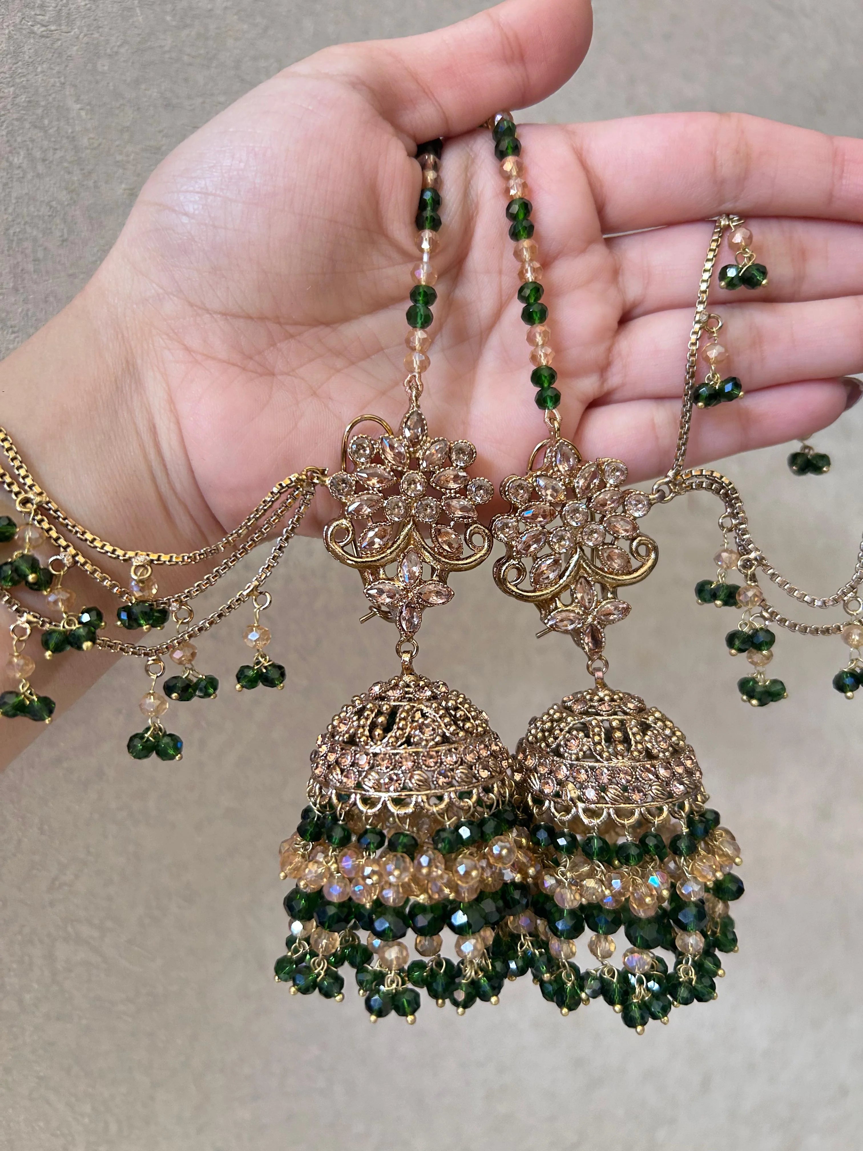 Ruby Royale Jhumka Set with Sahara – Traditional Bridal Elegance