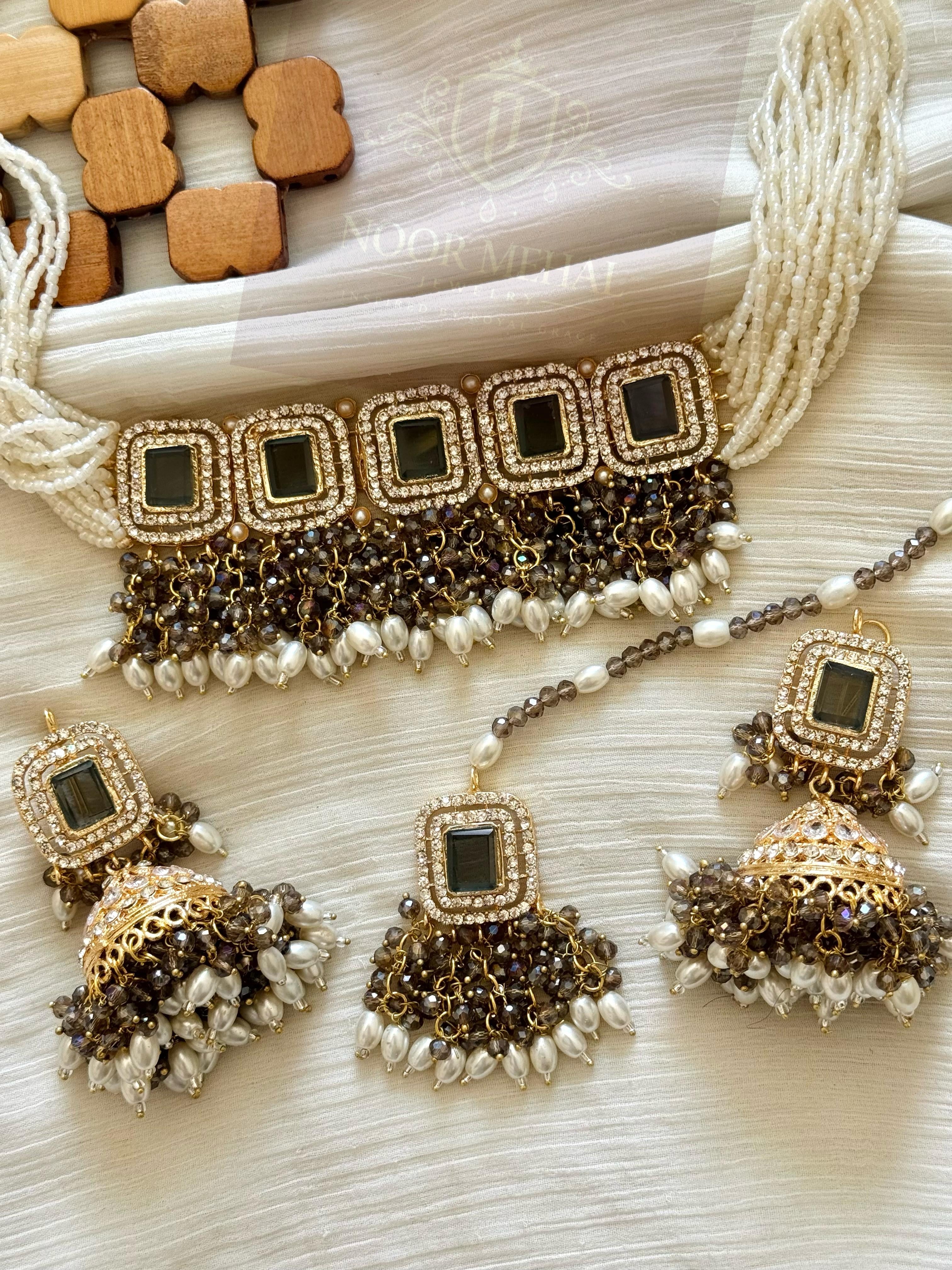 Regal Square Choker Set – Party Wear Collection (Multi-Color Variants)