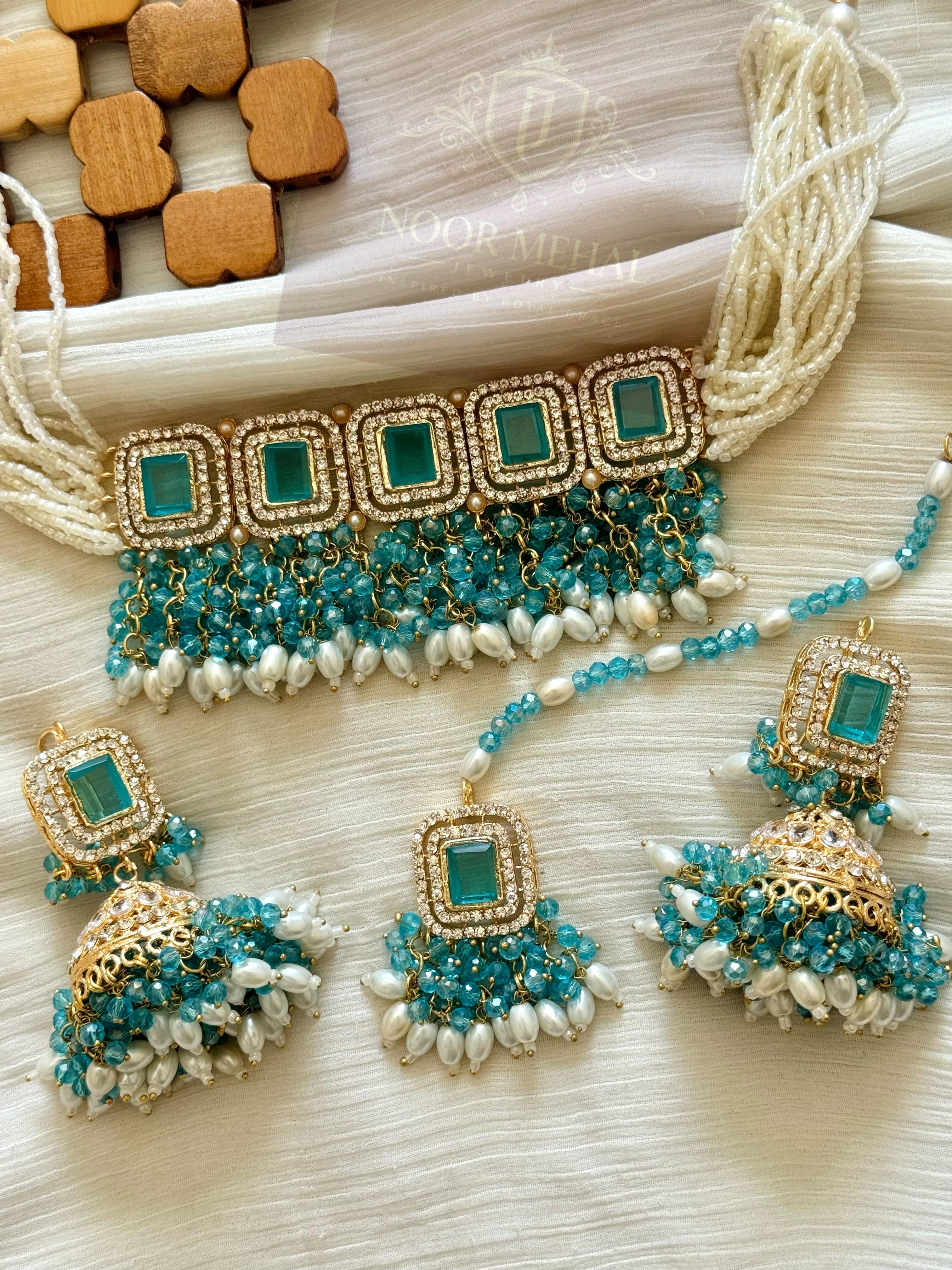 Regal Square Choker Set – Party Wear Collection (Multi-Color Variants)