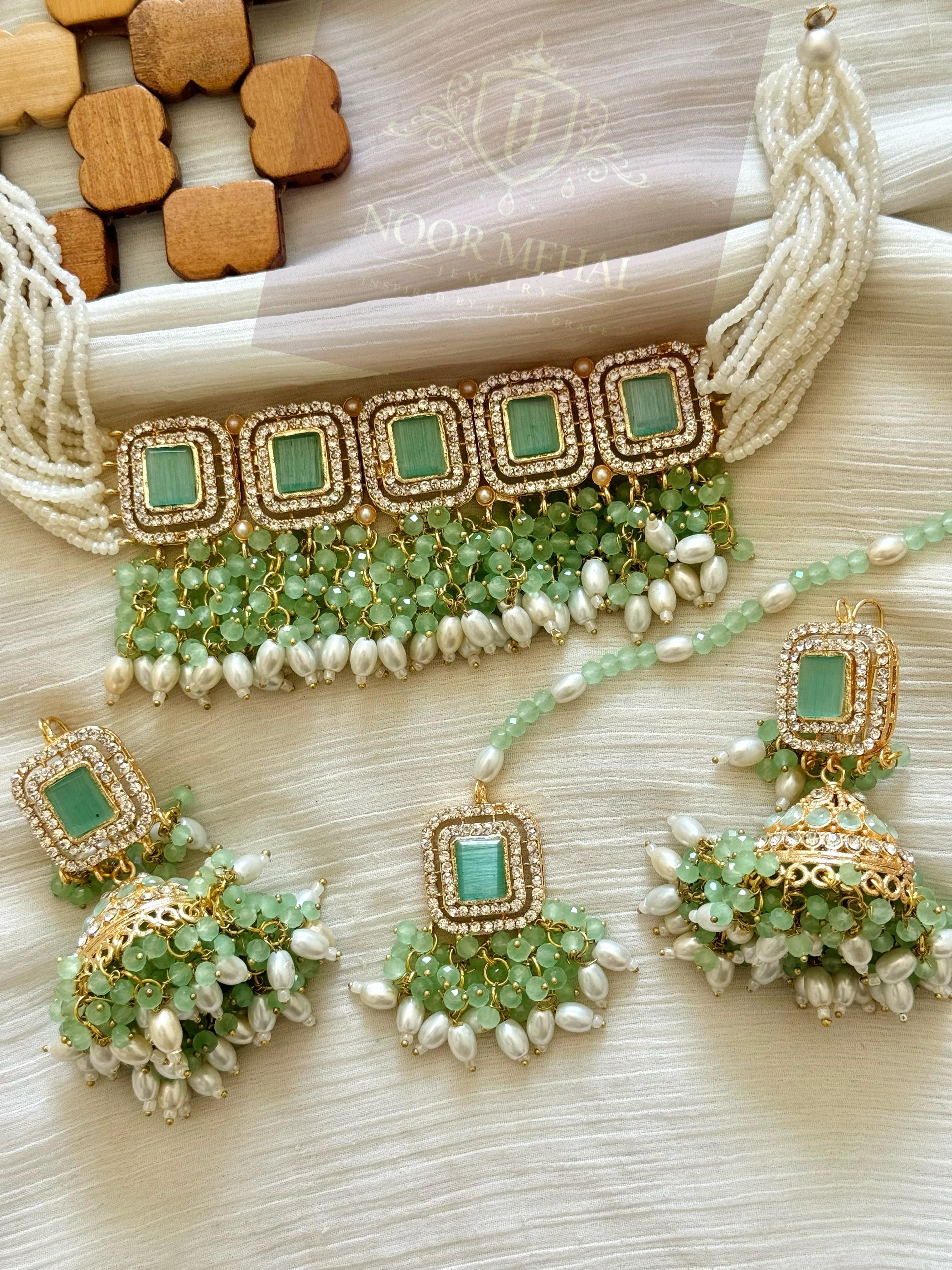 Regal Square Choker Set – Party Wear Collection (Multi-Color Variants)