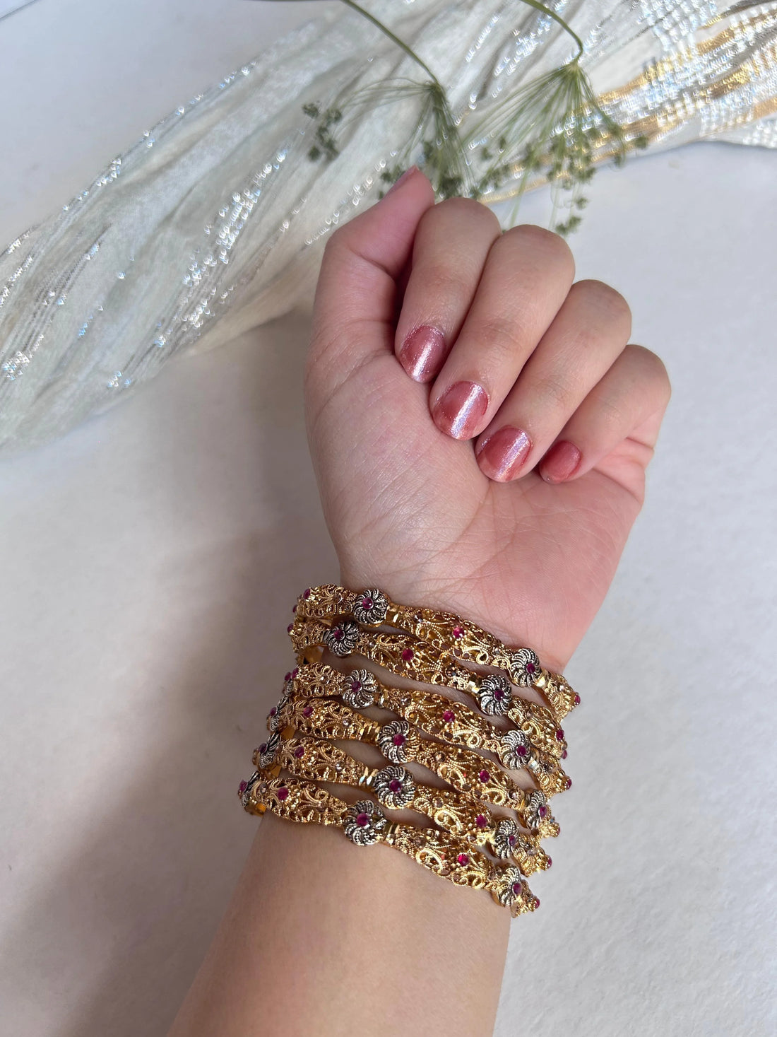 Shehnai Ruby Heritage Bangles
